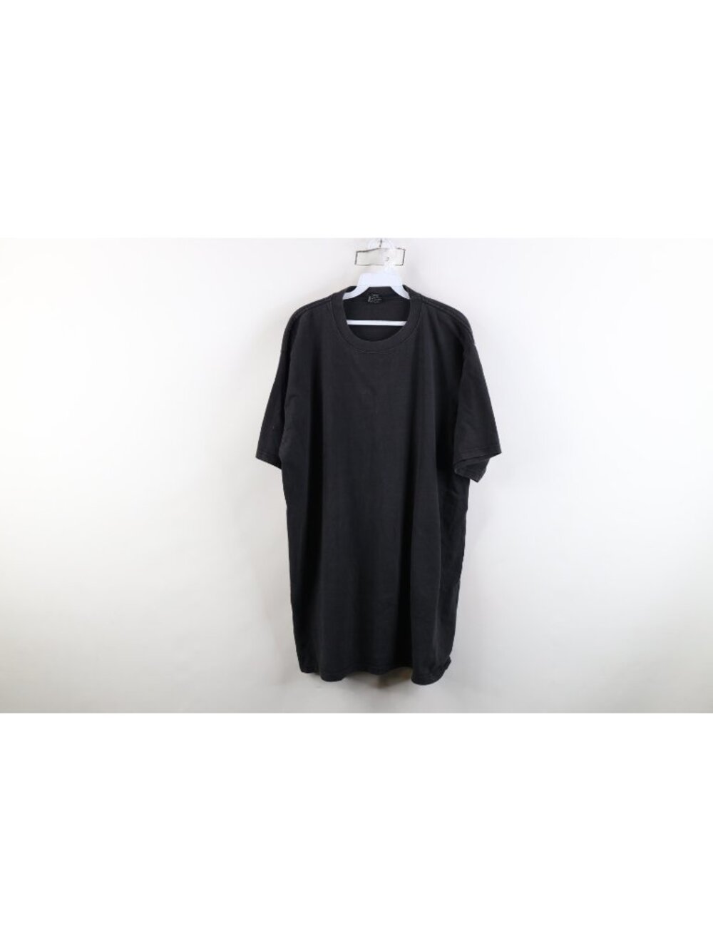 Vintage Y2K Streetwear Mens 4XL Faded Blank Cotton Short Sleeve T-Shirt Black